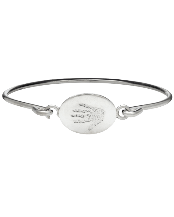 Handprint White Gold Bangle Bracelet